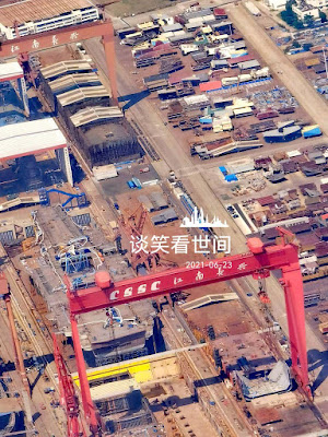 Gambar-gambar terbaru pembangunan kapal induk Type 003 dari Angkatan laut China.