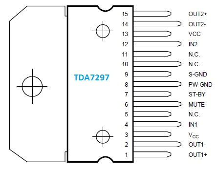 TDA7297 Dual bridge amplifier 15W+15W Circuit diagram | TDA7297 IC