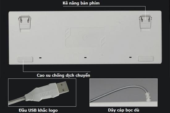 Bàn Phím Cơ Có Dây Metoo Zero X08B LED Blue Switch Full-Size