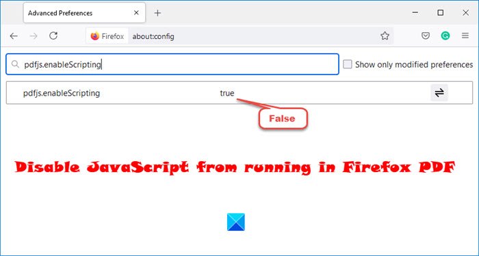 Firefox PDF에서 JavaScript 실행 비활성화