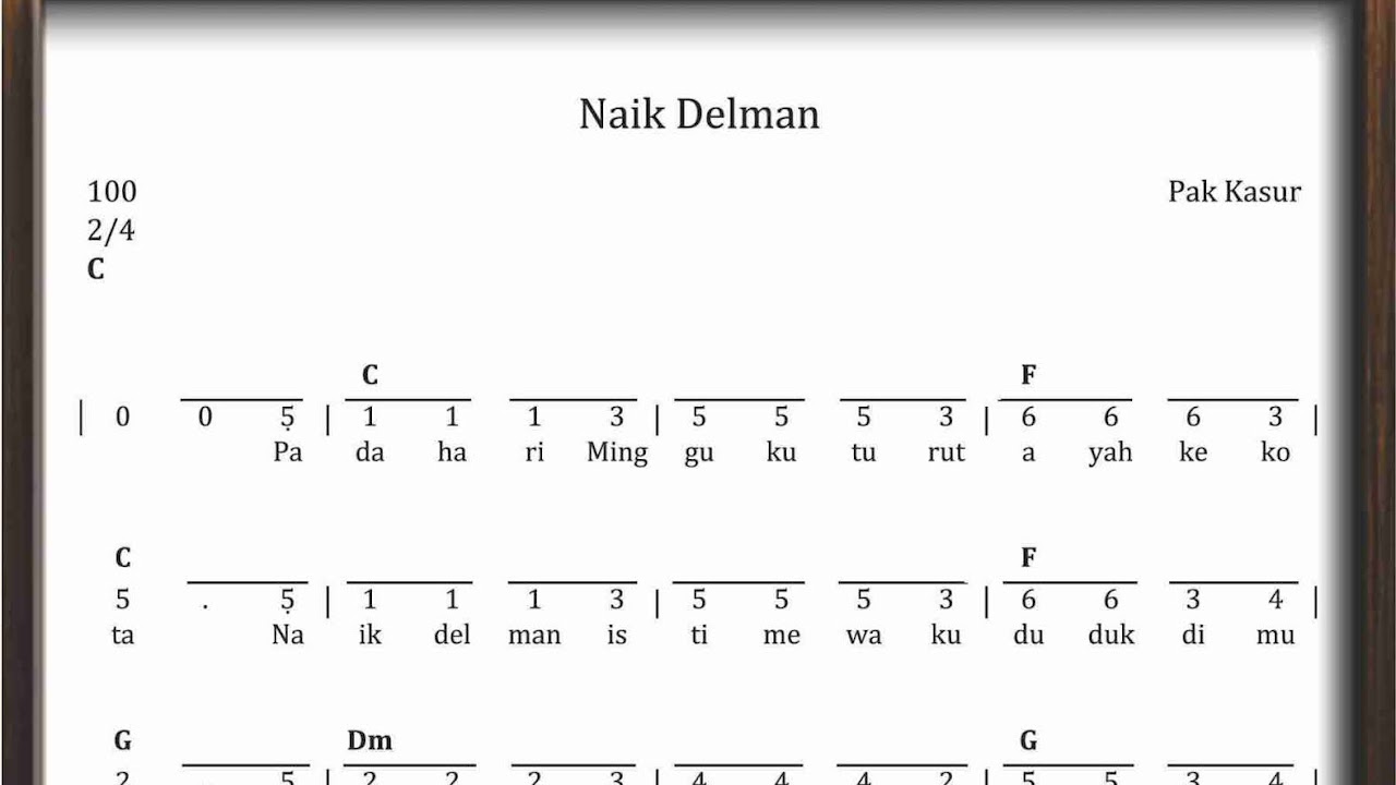 Not Angka Naik Delman Sekitar Musik