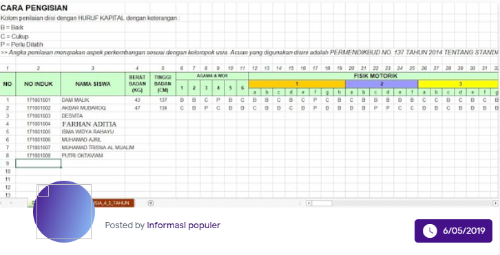 Unduh Contoh Raport Tk (Taman KanakKanak) Usia 4, 5 Tahun
