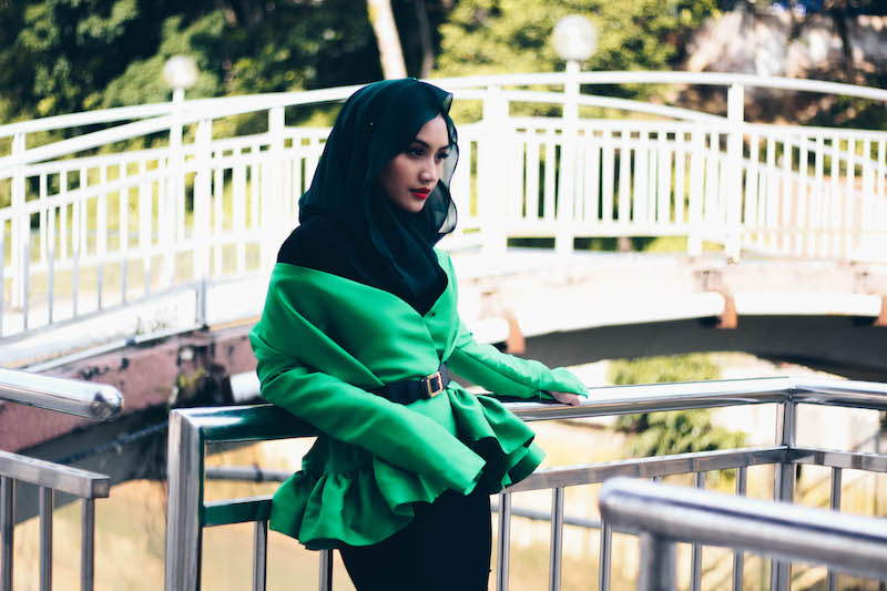 Brunei Blogger Bash Harry of Hey Bash in Bandar Seri Begawan wearing Arared Monica Top in Emerald Green, in this Wicked Witch inspired outfit of the day