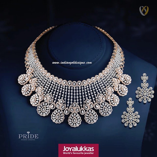 Gold and Diamond jewellery designs joy alukkas diamond necklace set