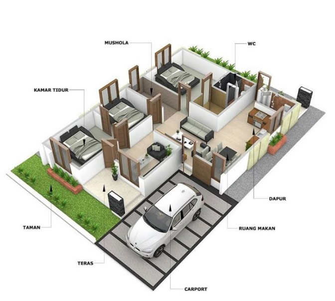 39++ Sketsa Ruangan Rumah Minimalis 3 Kamar Terbaru