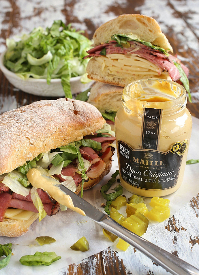 Hungry Couple Loaded Pastrami and Swiss Sandwich