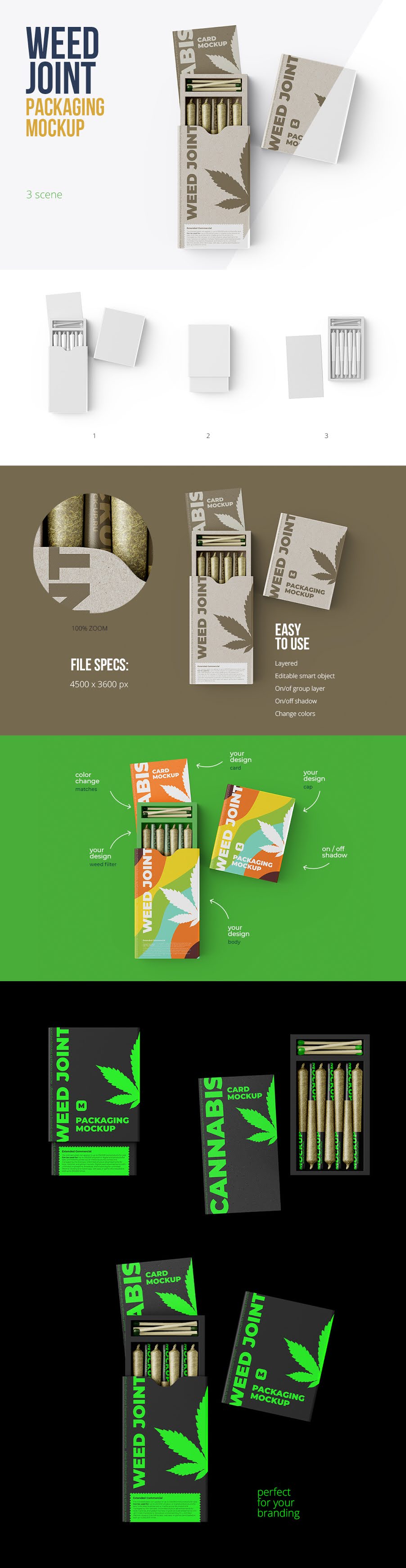 Weed Joint Packaging Mockup 3 psd
