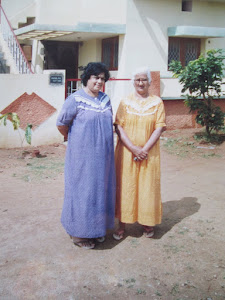 Mum with our neighbour Mrs Sequeira in Bangalore.
