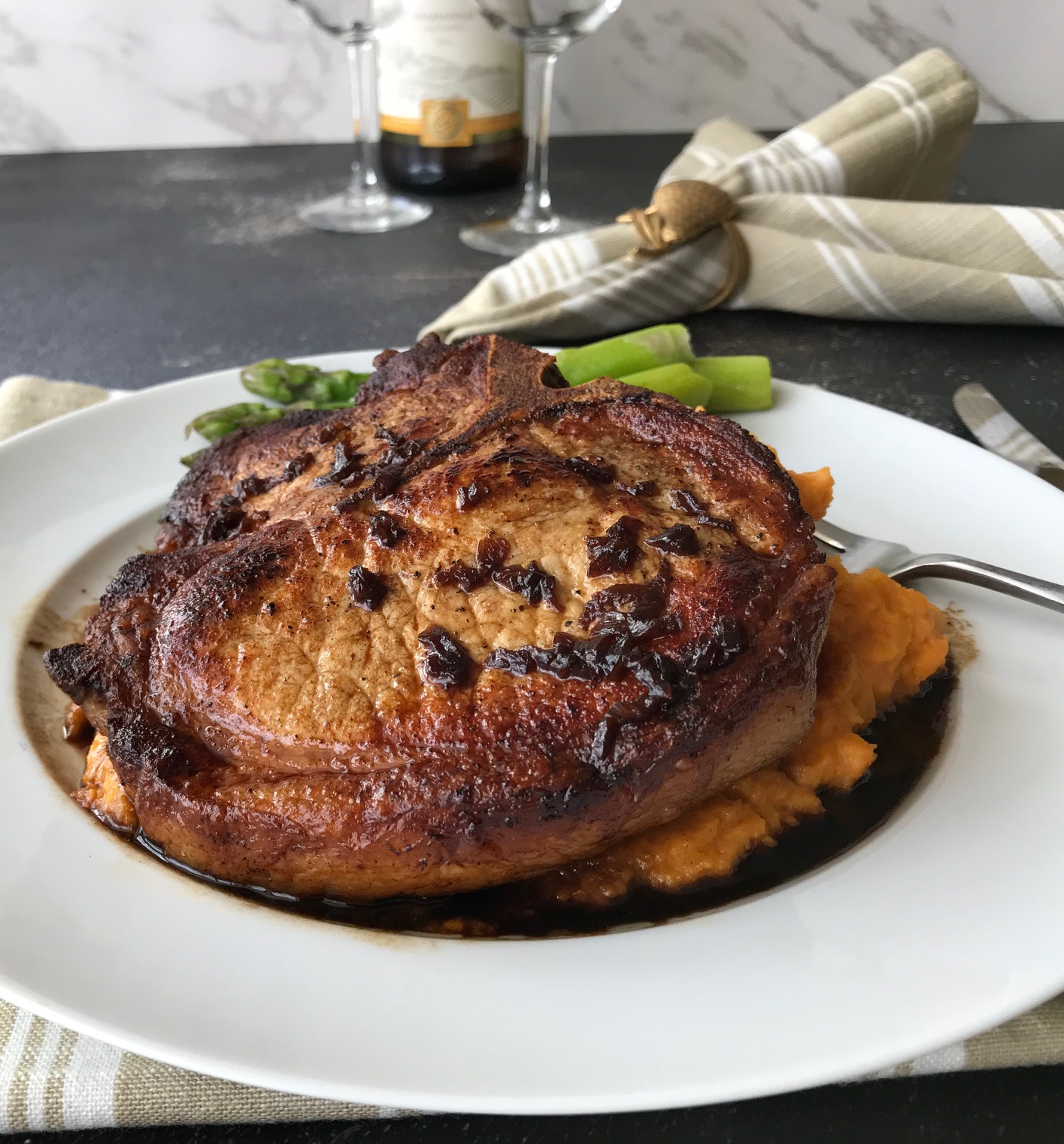 Pork Chops with Beef Balsamic Reduction