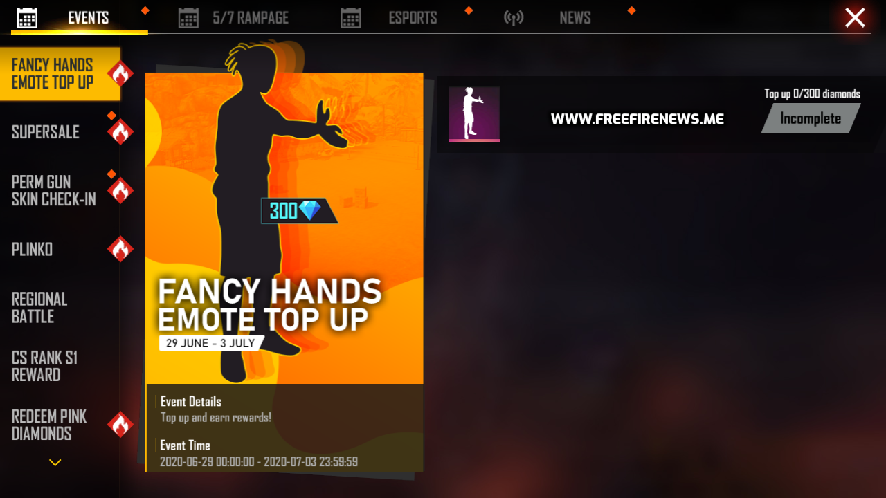 New Fancy Hands Emote Top Up Event At Free Fire