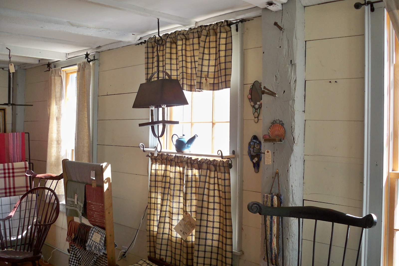 MAINE VILLAGE WEAVER Colonial Curtains with wrought iron hardware