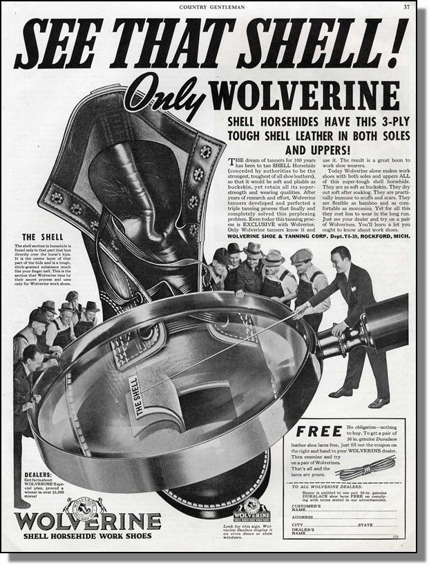 1939 Wolverine Horsehide Work Shoes Print-Ad