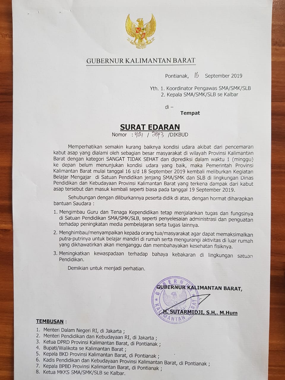 Kalimantan Barat Dilanda Kabut Asap Kegiatan Belajar