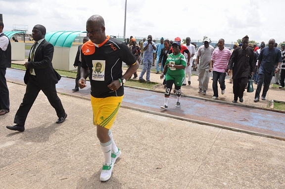 ibikunle amosun playing football