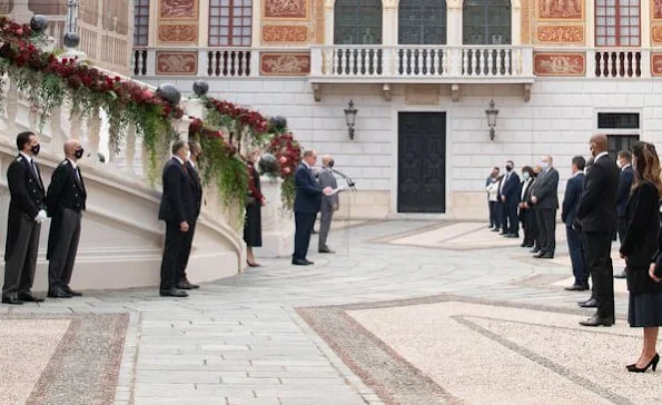 Prince Albert, Princess Charlene, Princess Caroline, Princess Stephanie, Charlotte Casiraghi and Beatrice Borromeo at National Day 2020