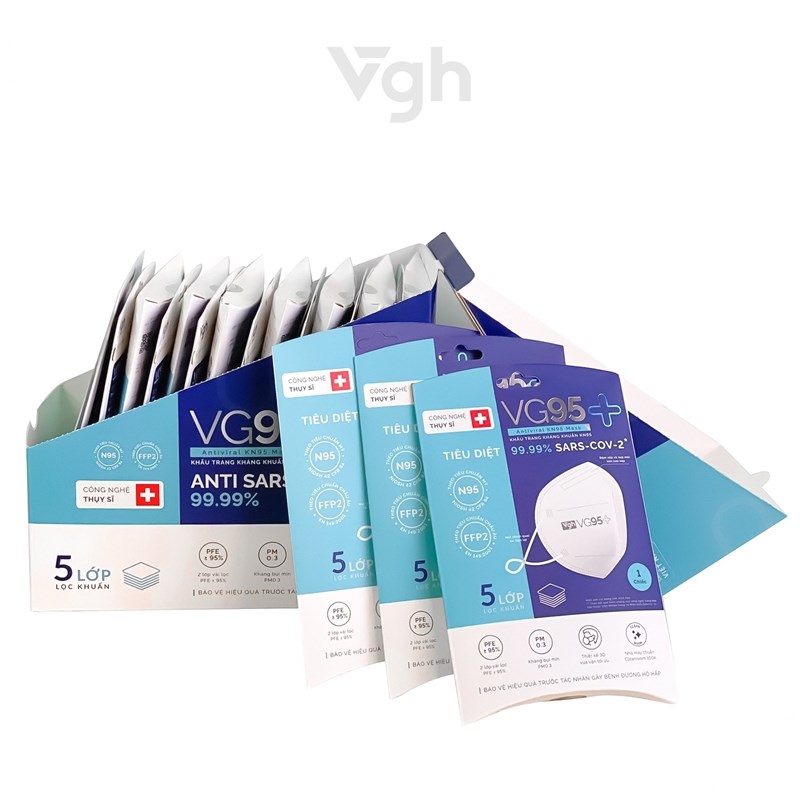 VG Healthcare Khẩu trang VG95+ 2 lớp màu trắng 17 67