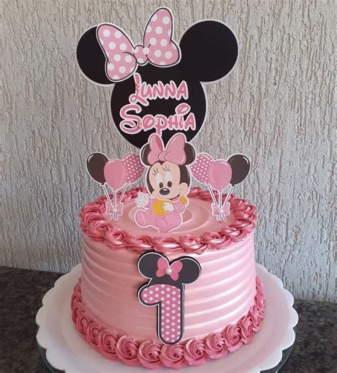 Bolo minnie rosa c/ papel arroz especial 