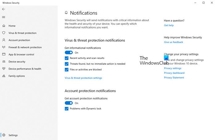 Notifications pour Microsoft Defender