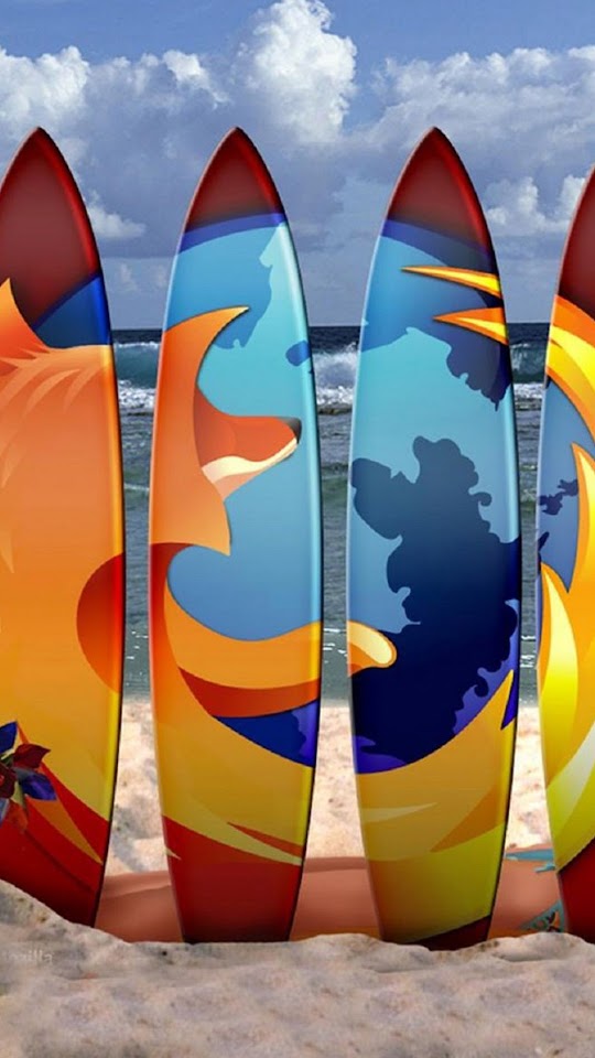 Firefox Surf Boards Beach  Galaxy Note HD Wallpaper