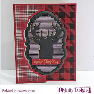 Stamp/Die Duos: Deer Ornament  Custom Dies: Vintage Label Flip Fold with Layers, Double Pierced Vintage Labels, Deer Silhouette, Sentiment Strips, Paper Collection: Rustic Christmas 