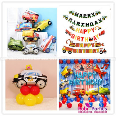 set bóng sinh nhật ô tô máy bay OTB27 set bong sinh nhat o to may bay OTB27