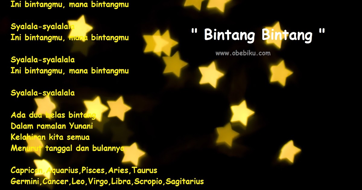Lirik Lagu Anak Anak Bintang Bintang Obebiku