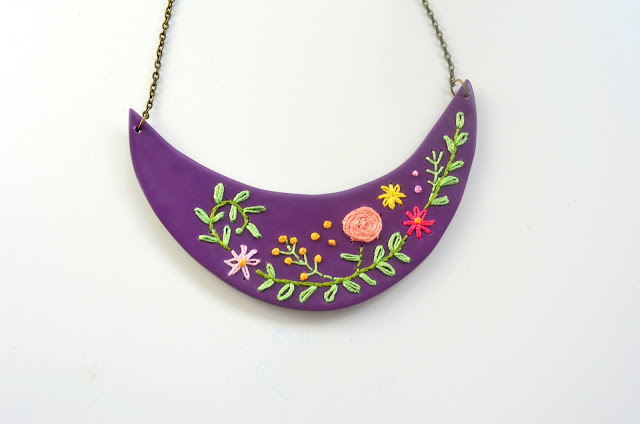 tutorial collar bordado arcilla polimérica