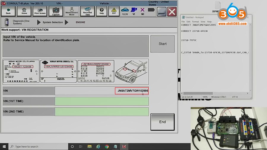 Nissan Used PCM Programming Bench Connection - Auto Diagnostic Tool ...