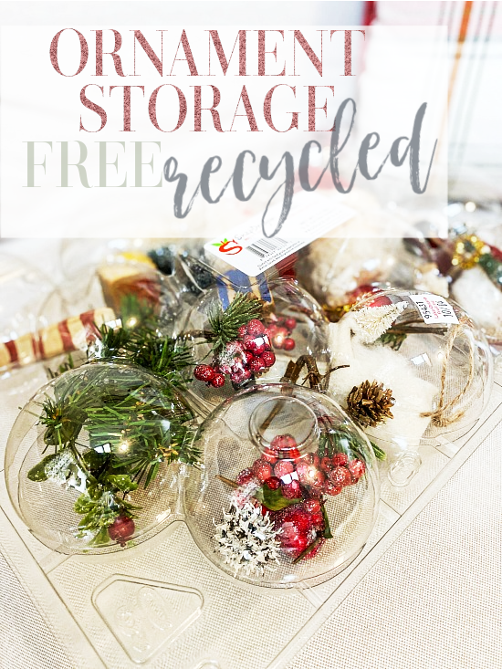 recycled Christmas ornament storage with overlay