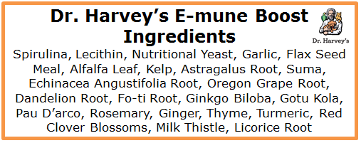 Dr. Harvey's E-mune Boost ingredients