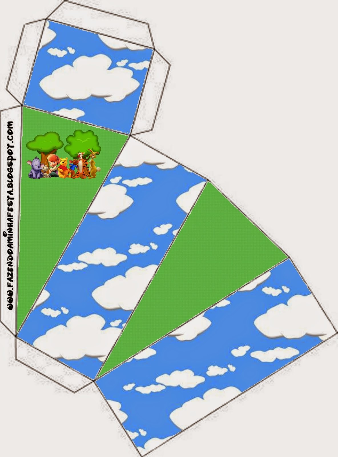Winnie the Pooh: Cajas para Imprimir Gratis. Esta es para hacer la tarta de cajas.