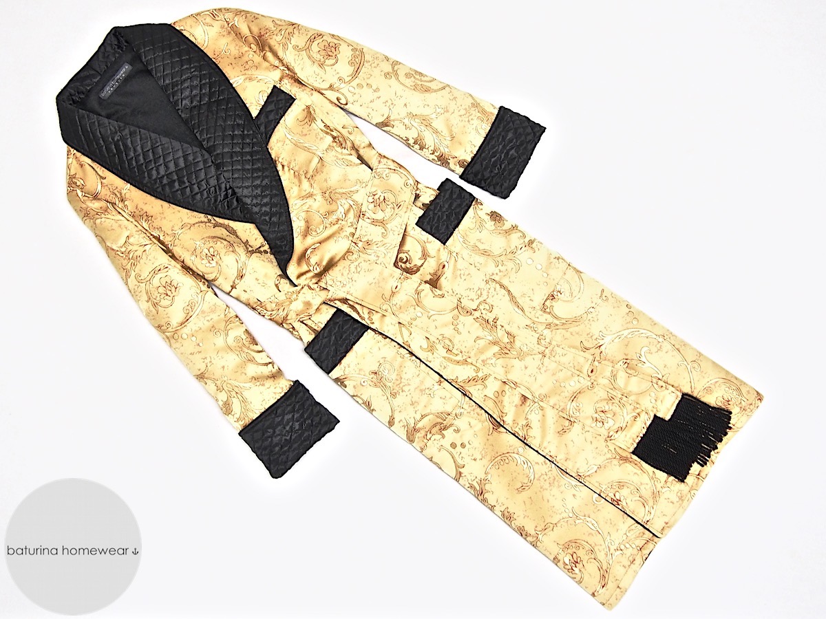 Men's Paisley Silk Dressing Gown in Red, Gold and Black