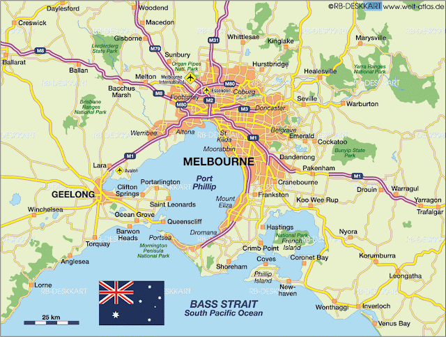 Mapa da região de Melbourne