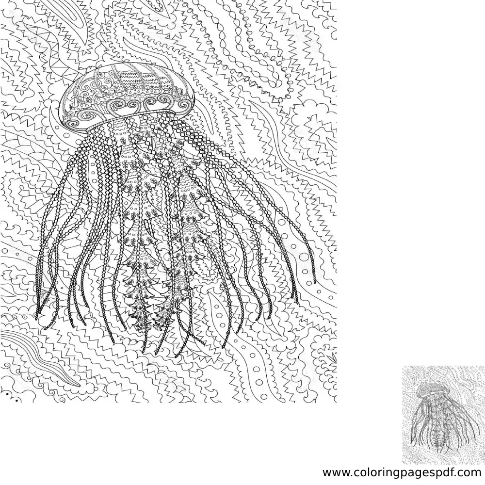Coloring page of a jellyfish