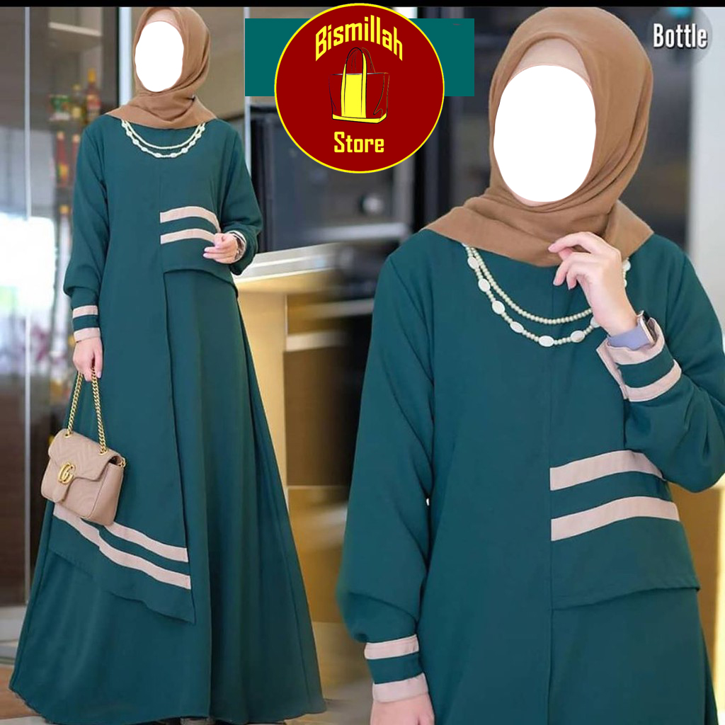 Maxi Dress Premium Bahan Moscrepe I QB91 I JENIS KAIN