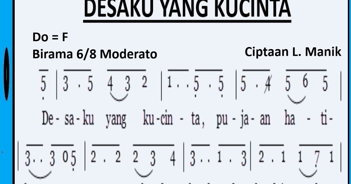 Not Pianika Desaku Yang Kucinta Arsip Not Angka