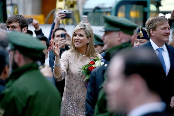 King Willem-Alexander and Queen Maxima of the Netherlands walk across the Marienplatz in Munich, Germany