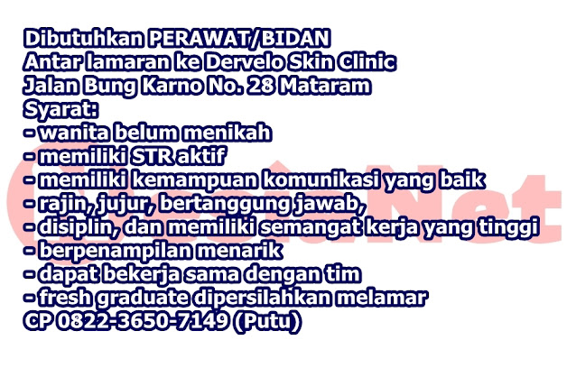 Lowongan Kerja Dervelo Skin Clinic Mataram Lombok NTB Lowongan Kerja Dervelo Skin Clinic Mataram Lombok NTB