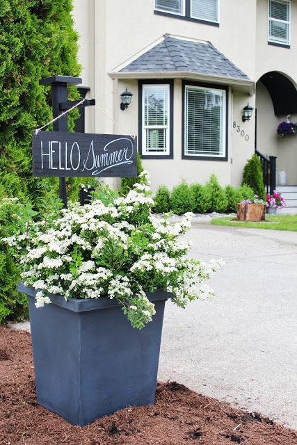 diy outdoor wooden sign and planter