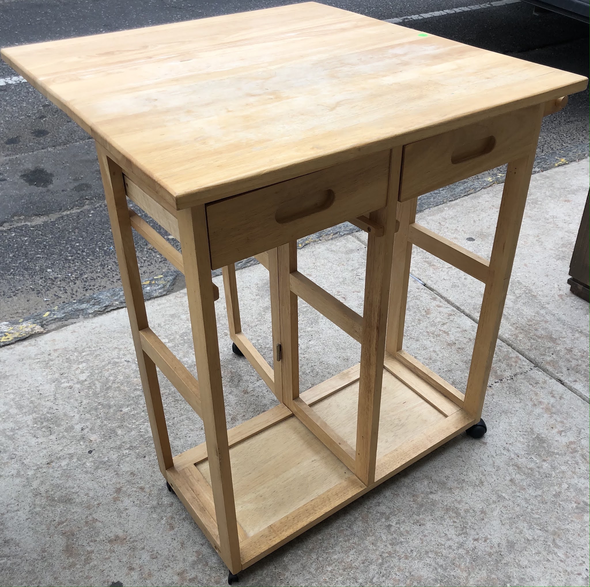 Uhuru Furniture & Collectibles Kitchen Cart with Folding Leaf & 2