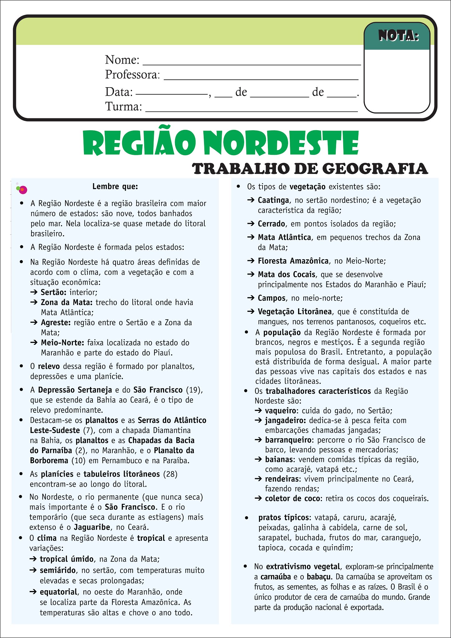 Professora Vilma Ribeiro Trabalho sobre a Região Nordeste Professora Vilma Ribeiro Trabalho sobre a Região Nordeste