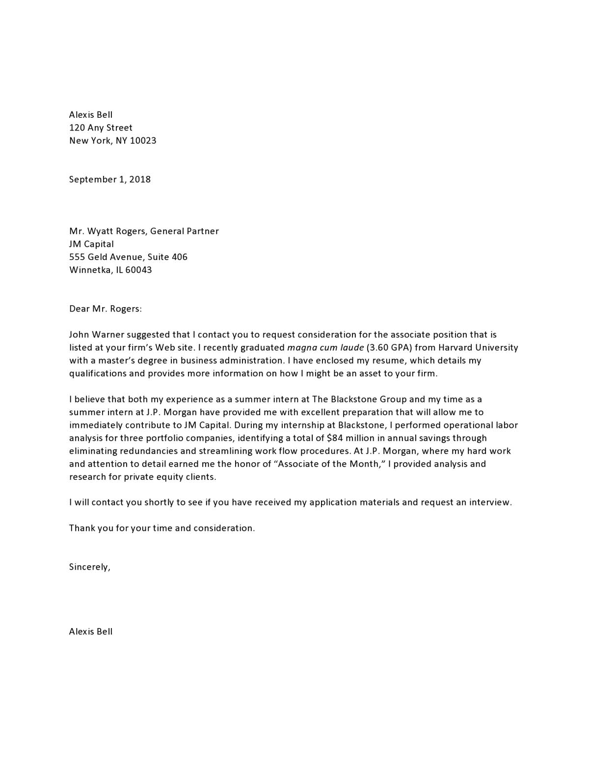 Employee Referral Cover Letter Sample Sample Letter
