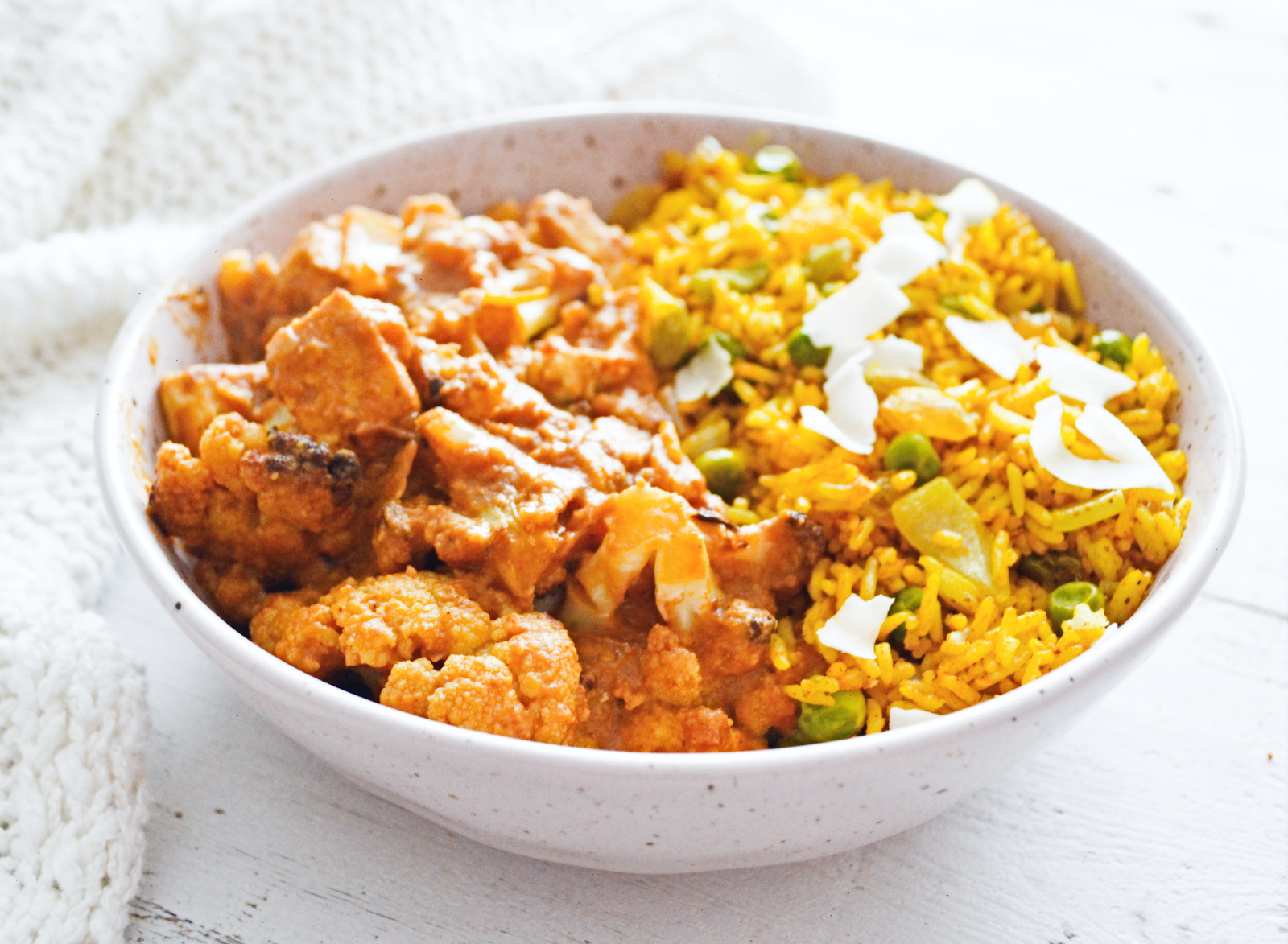 Cauliflower Tofu Korma & Indian Style Rice Vegan Shannon Michelle