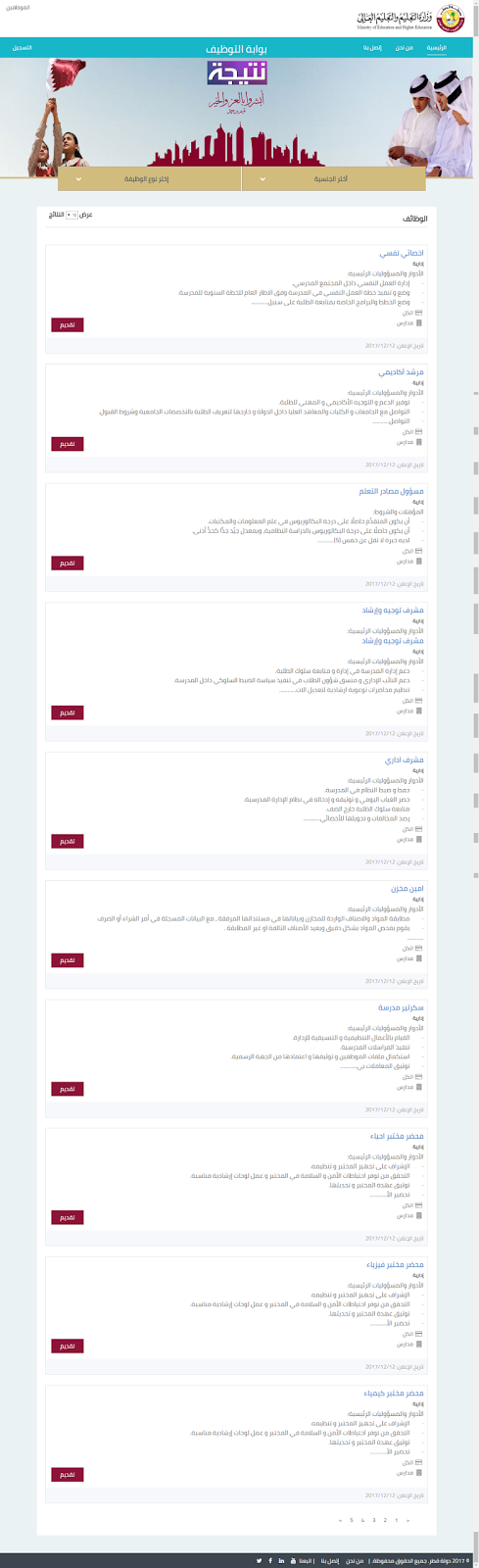 اسماء المقبولين في المجلس الاعلى للتعليم في قطر 2017 2018