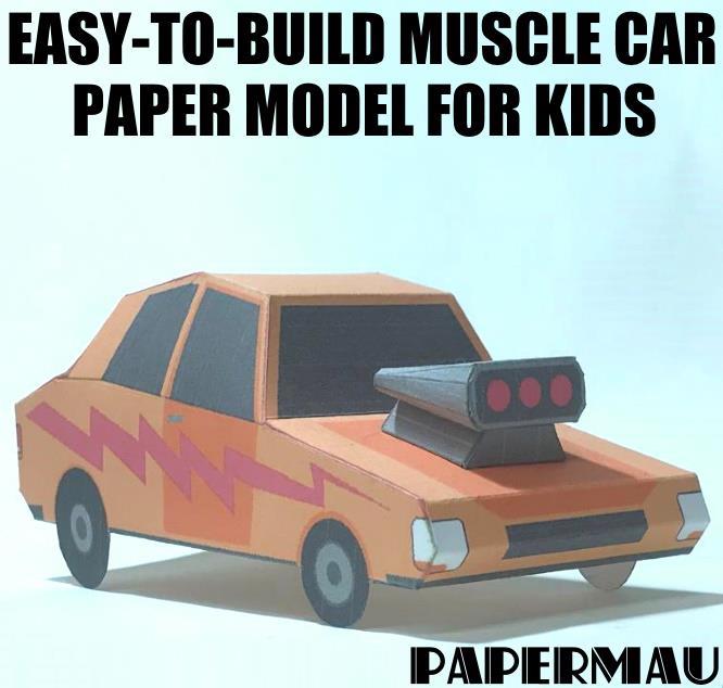 PAPERMAU EasyToBuild Muscle Car Paper Model For Kids by Papermau