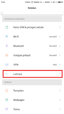 Tampilan setelan android