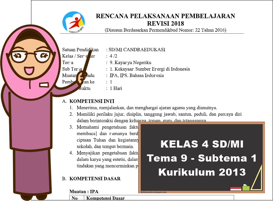 Rpp K13 Sd Mi Kelas 4 Tema 9 Kayanya Negriku Subtema 1 Teori Dan Soal