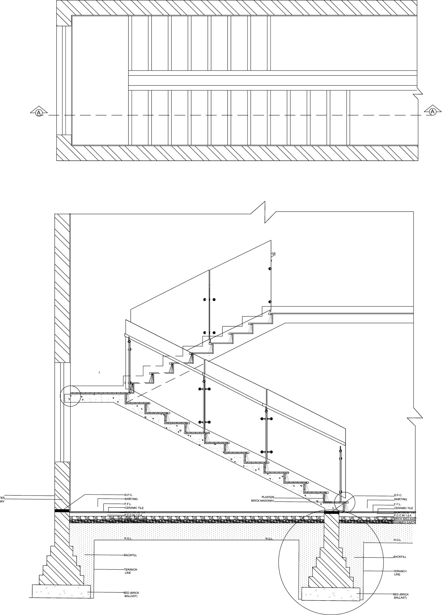 DogLegged Staircase Uses of Staircase Foundation Detail For Dog