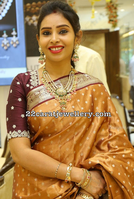 Polki Haram with Ruby Drops by Manepally Polki Haram with Ruby Drops by Manepally
