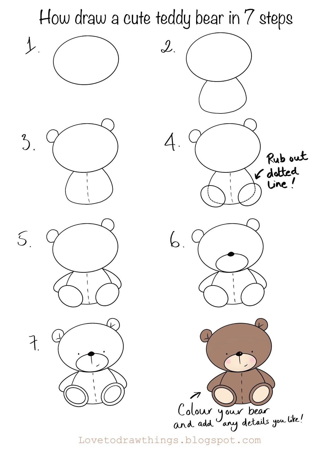 Teddy Bear Drawing Tutorial ~ How To Draw A Teddy Bear | Bodenswasuee